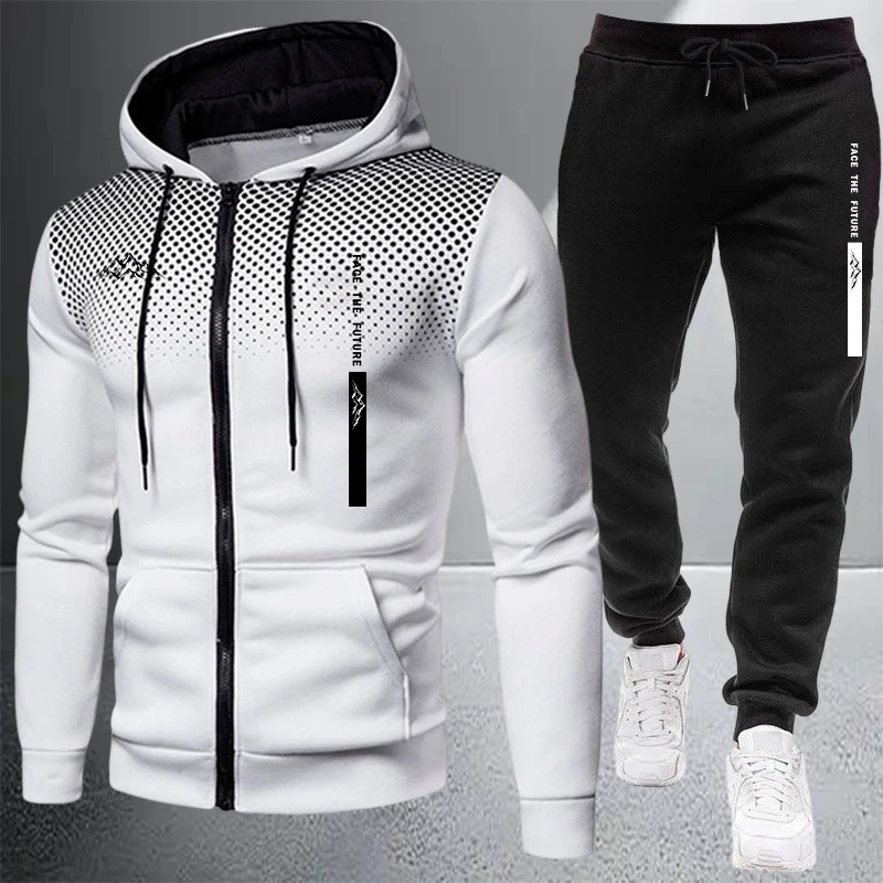 Mens Fashion Zip Up - ホットセール メンズジャケット トラックスーツ カジュアル ジップアップ ドット柄