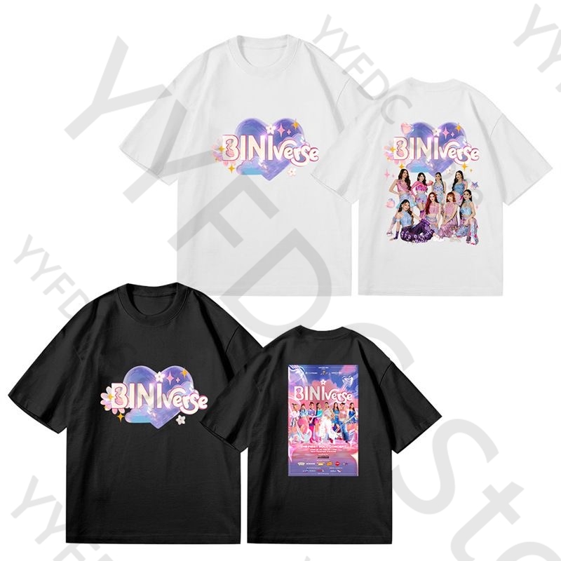 Men'S Fashion Philippines - BINI Tシャツフィリピンガールグループファッションレタープリント Tシャツ男性女性高品質夏の綿半袖 Tシャツトップス