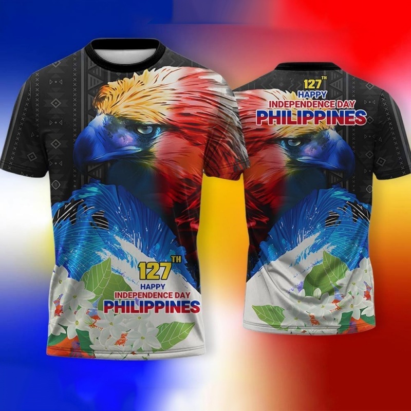 Men'S Fashion Philippines - 3D プリントフィリピン独立記念日 Tシャツ男性用愛国柄 Tシャツ夏のファッションラウンドネック半袖 Tシャツ