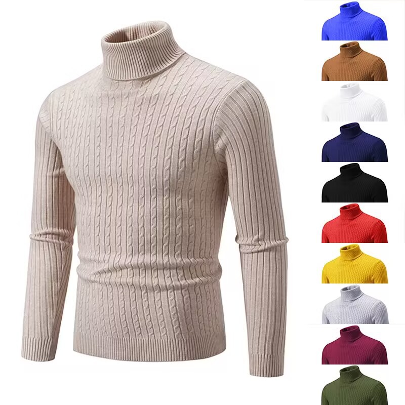 Turtleneck Sweater Men - 新しい秋冬メンズミニマリストハイネックセーターメンズスリムフィットニットセーターメンズベースシャツカジュアルシャツセーター