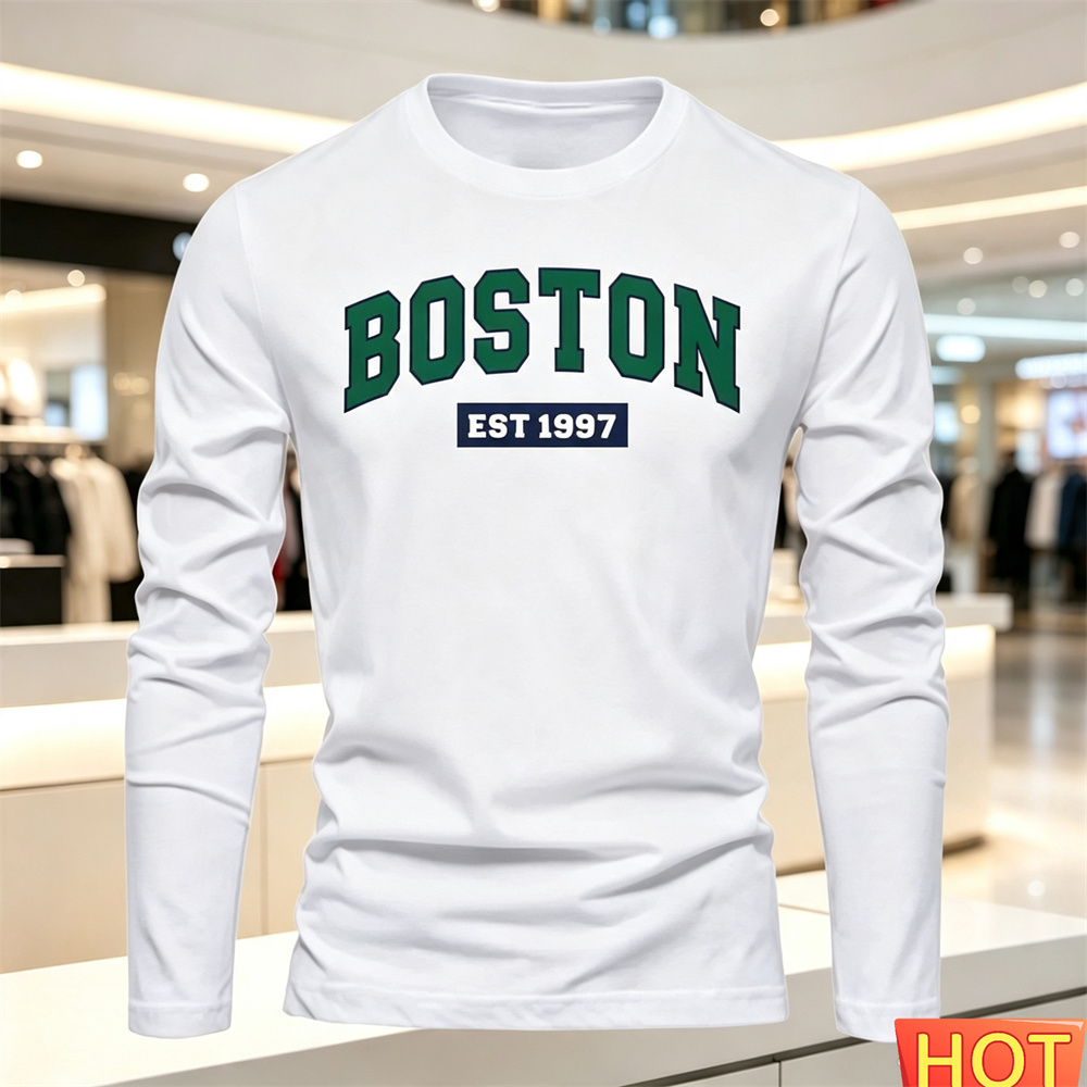 Mens Fashion Style - 秋夏メンズ長袖 Tシャツレターパターンラウンドネック Tシャツ多用途 Tシャツファッション男性 y2k 服ルーズトップス