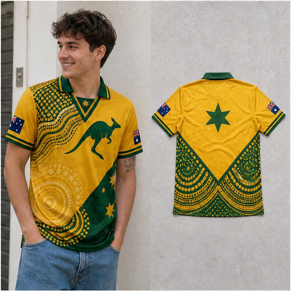 Mens Fashion Australia - メンズオーストラリアカラーブロックカンガルードットアートセミポロVネックTシャツ半袖カジュアルストリートウェアトップス、ヘリテージスタイルモダン