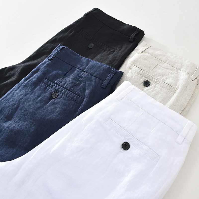 Men'S Fashion Linen Pants - 和風シンプルメンズリネンカジュアルパンツゆったり通気性ストレート100％リネンパンツメンズファッションパンツbroek