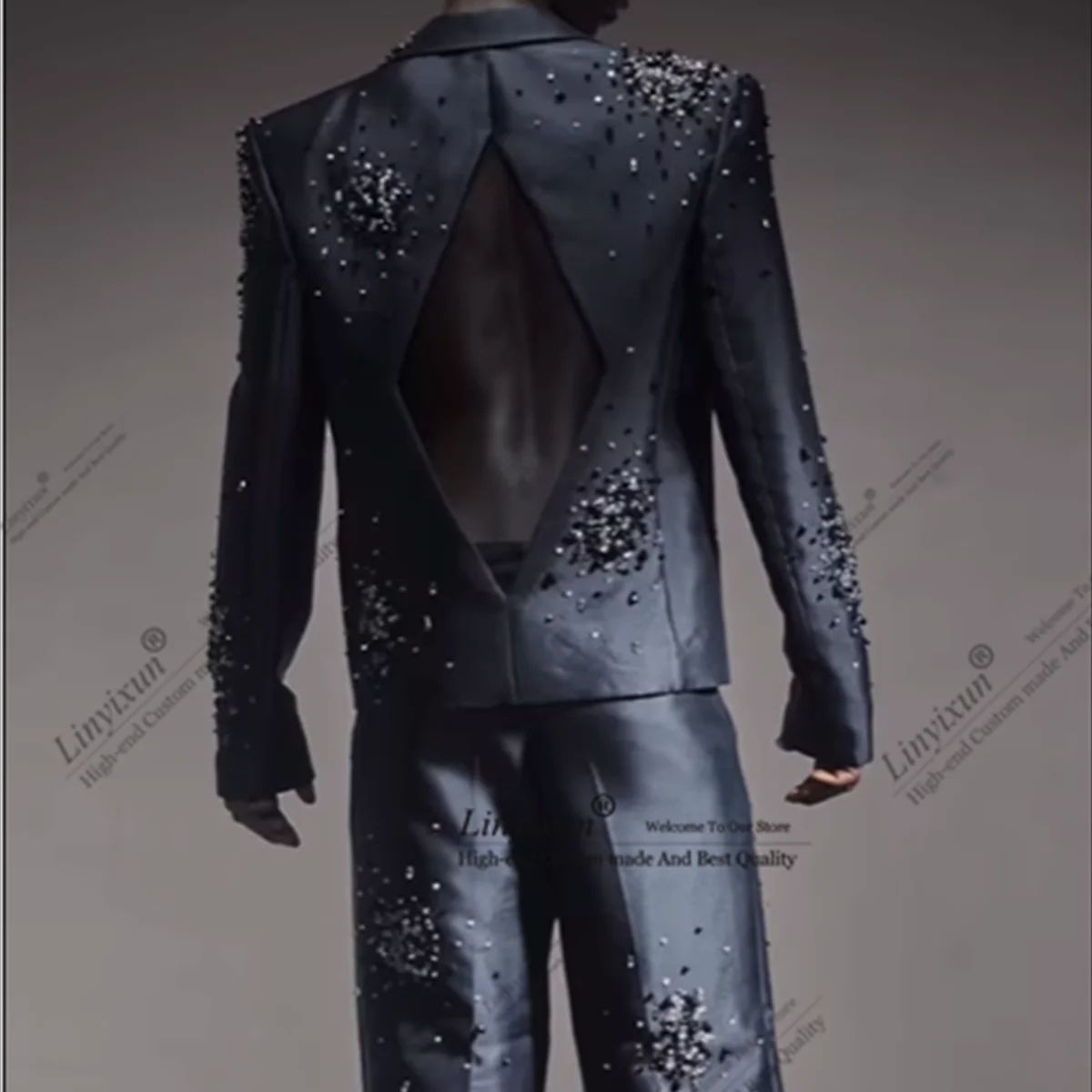 Mens Fashion Trajes - 光沢のあるデザインバージョン石タキシードファッション男性スーツカスタマイズされた男性ブレザー 2 個セットディナーパーティートラジェデやつエレガンテ