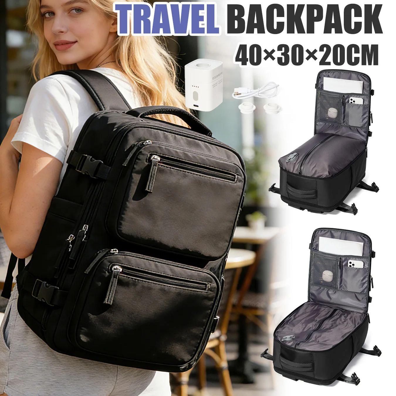 Mens Fashion Zip Up - 女性用バックパック ポンプ付き真空バックパック 機内持ち込み荷物 40x30x20 ライアンエア ウィズエア