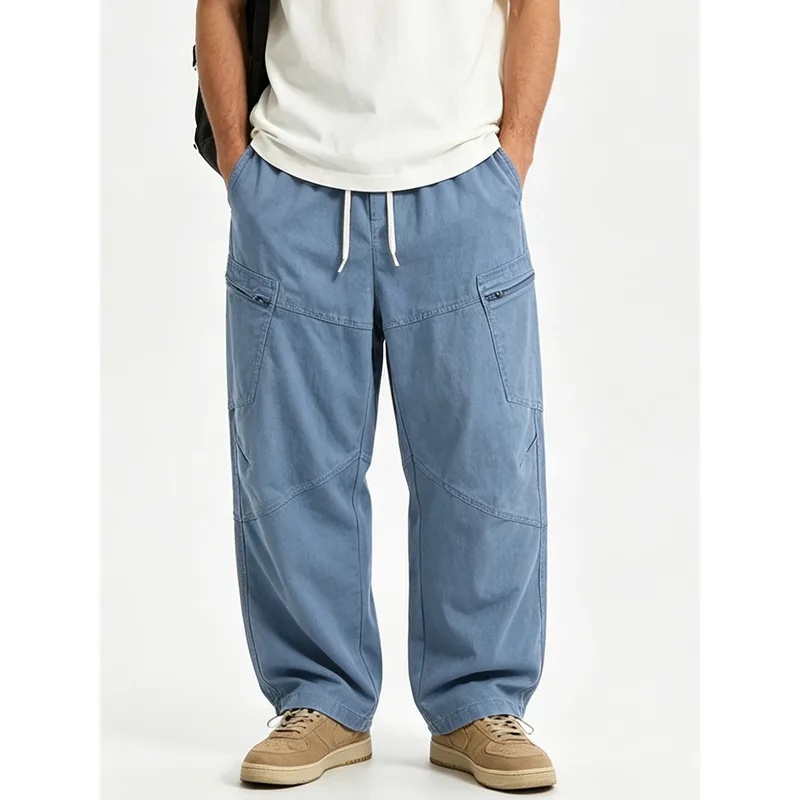 Cargo Jogger Pants - メンズ 日本風ストリートウェア ファッション ヴィンテージ ウォッシュドコットン ルーズ