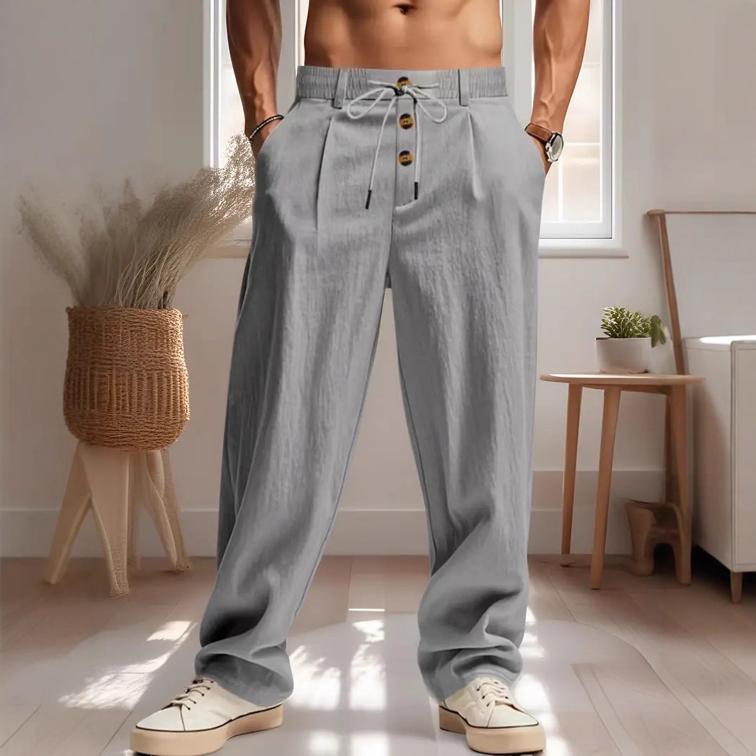 新しいメンズコットンとリネンのカジュアル通気性パンツ、ファッ - Men'S Fashion Linen Pants のレビューと価格