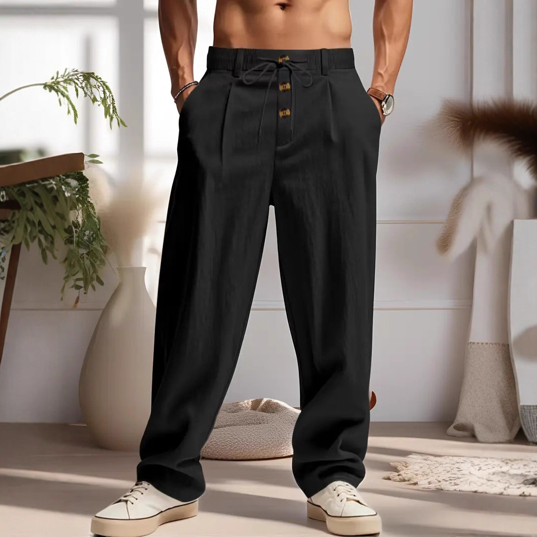 新しいメンズコットンとリネンのカジュアル通気性パンツ、ファッ - Men'S Fashion Linen Pants のレビューと価格