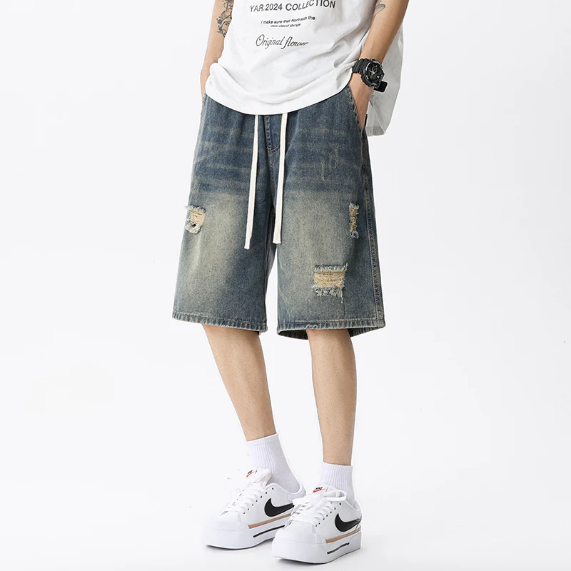 メンズデニムジーンズ,レトロなストリートウェア,ブルー,グレ - Men Fashion Jeans のレビューと価格