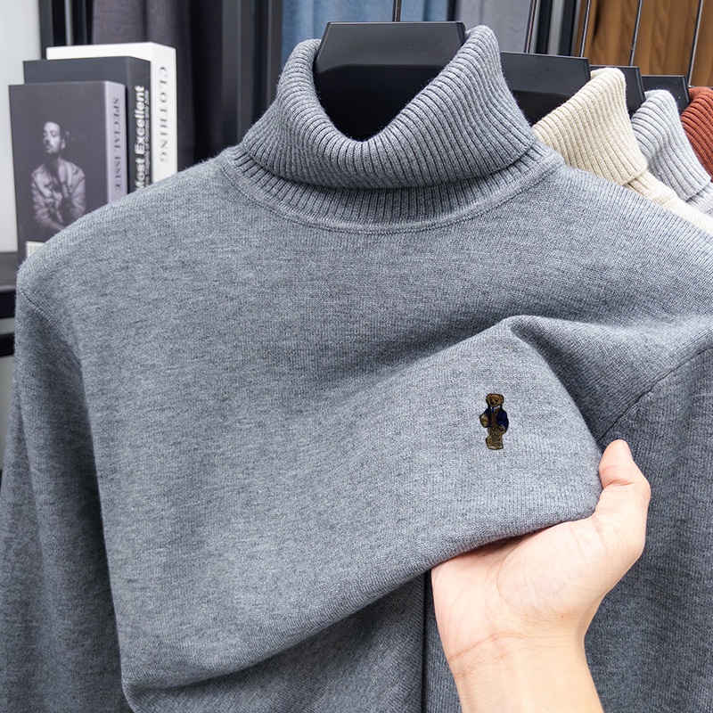 高級ブランドメンズ春長袖ニットセーターハイネック刺繍漫画プル - Turtleneck Sweater Men のレビューと価格
