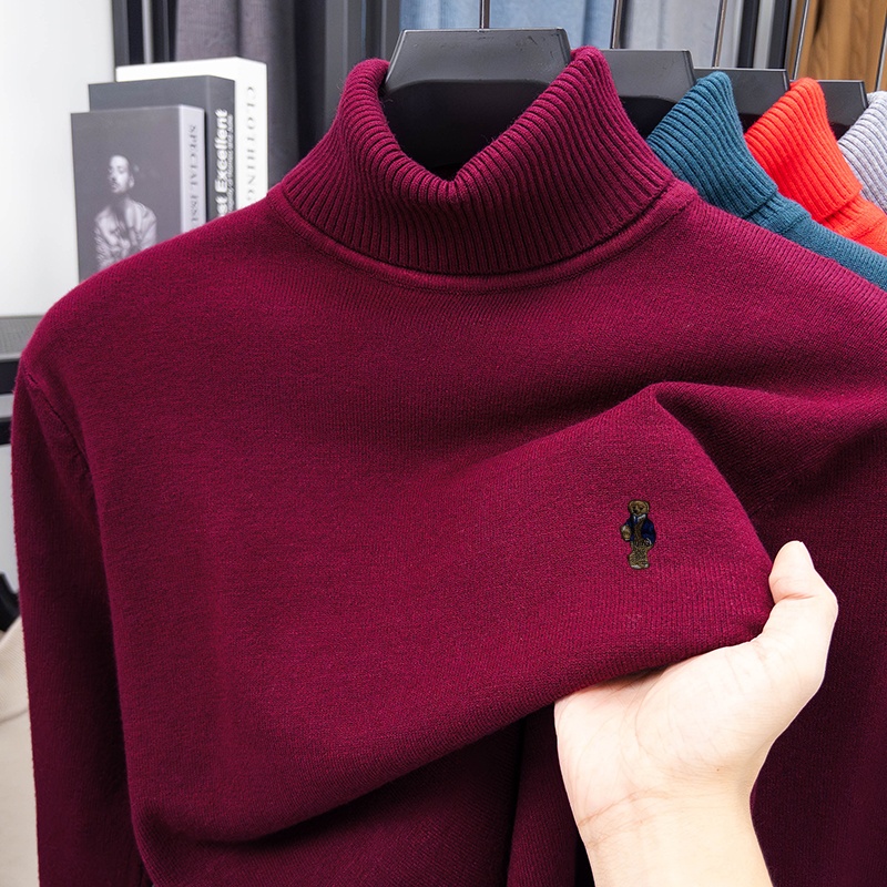 高級ブランドメンズ春長袖ニットセーターハイネック刺繍漫画プル - Turtleneck Sweater Men のレビューと価格