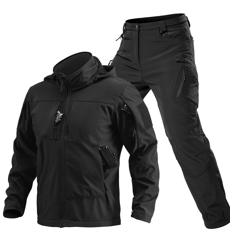 男性用アウトドアタクティカルソフトシェルスーツ フード付きフ - Mens Fashion Zip Up のレビューと価格