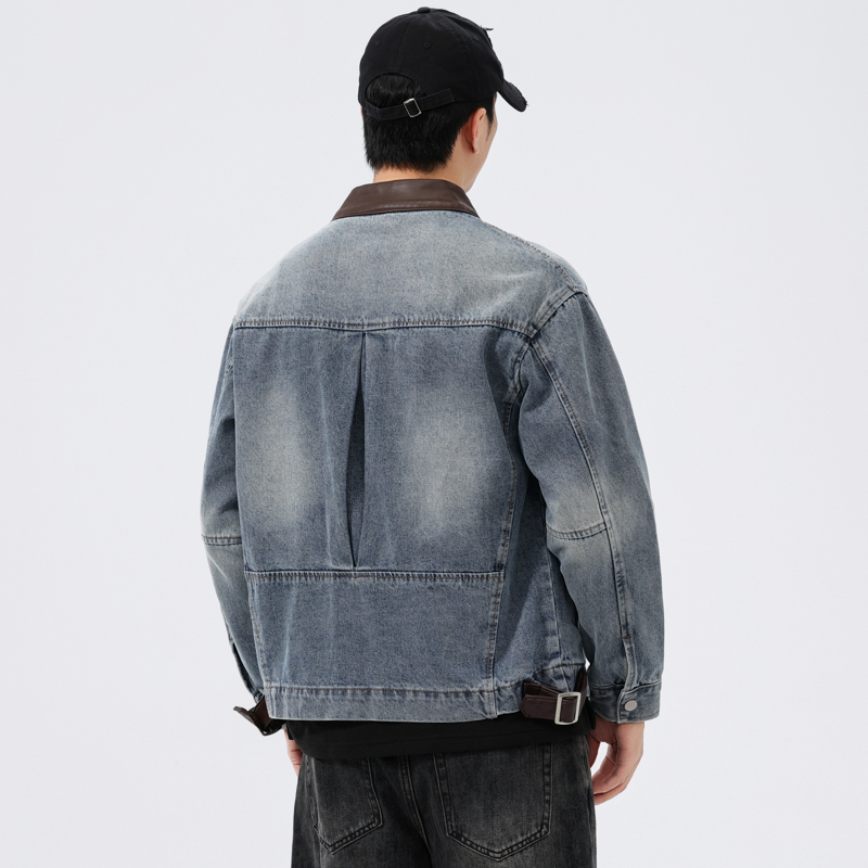 スタンドレザーカラーデニムジャケット男性ファッションヴィンテ - Men'S Fashion Linen Pants のレビューと価格