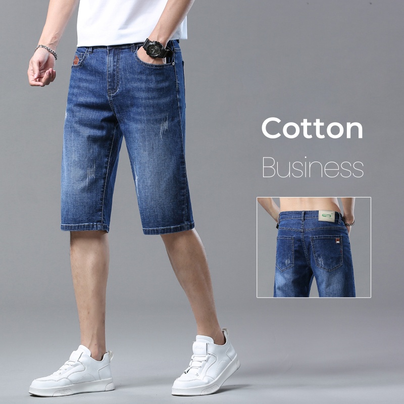 メンズショーツ夏ストレートデニムショーツブルービジネスファッ - Men Fashion Jeans のレビューと価格