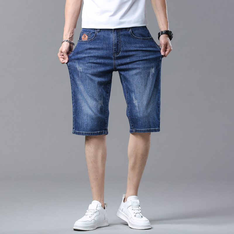 メンズショーツ夏ストレートデニムショーツブルービジネスファッ - Men Fashion Jeans のレビューと価格