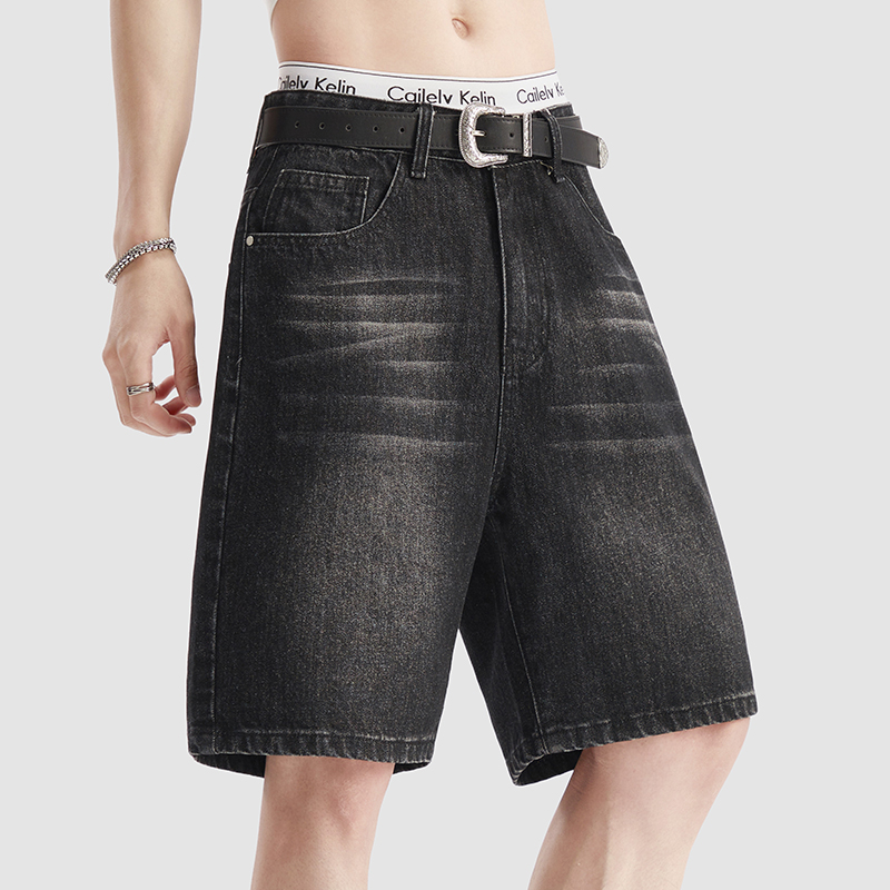夏薄い黒デニムショートパンツメンズファッション韓国ルーズレト - Men Fashion Jeans のレビューと価格