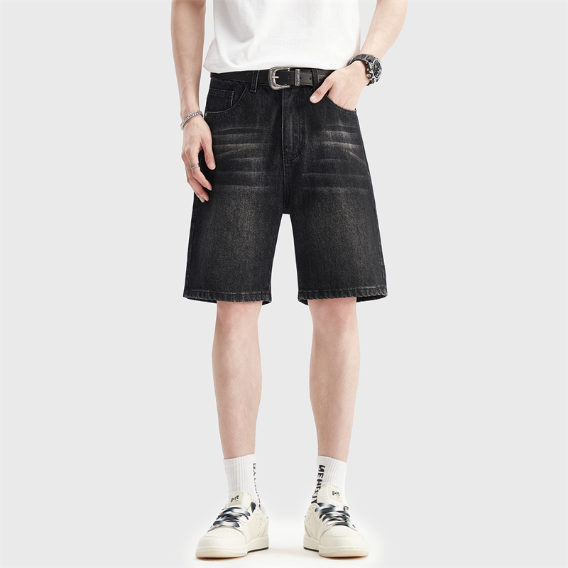 夏薄い黒デニムショートパンツメンズファッション韓国ルーズレト - Men Fashion Jeans のレビューと価格