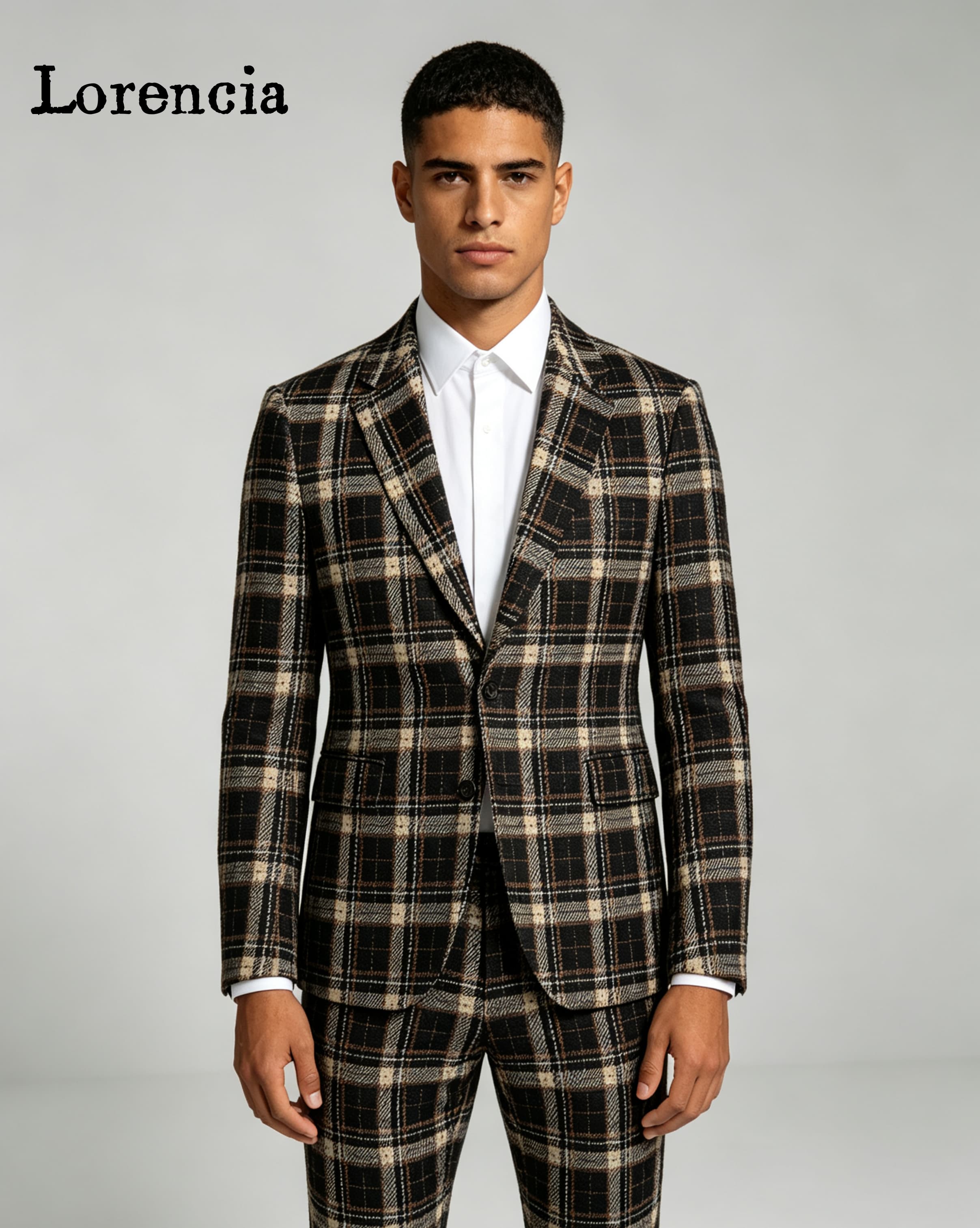 ファッションチェック柄メンズスーツノッチドラペルスリムフィッ - Mens Fashion Trajes のレビューと価格