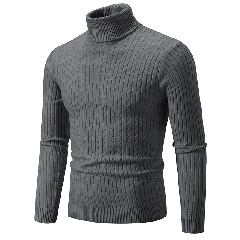 新しい秋冬メンズミニマリストハイネックセーターメンズスリムフ - Turtleneck Sweater Men のレビューと価格
