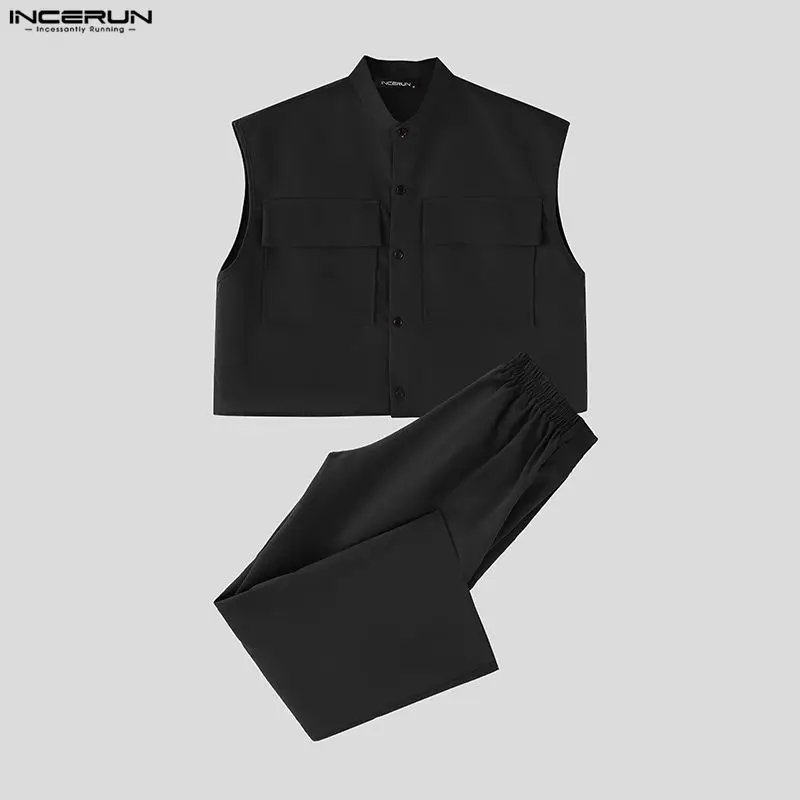 INCERUN 男性セット固体ノースリーブクロップトップスシ - Mens Fashion Style のレビューと価格