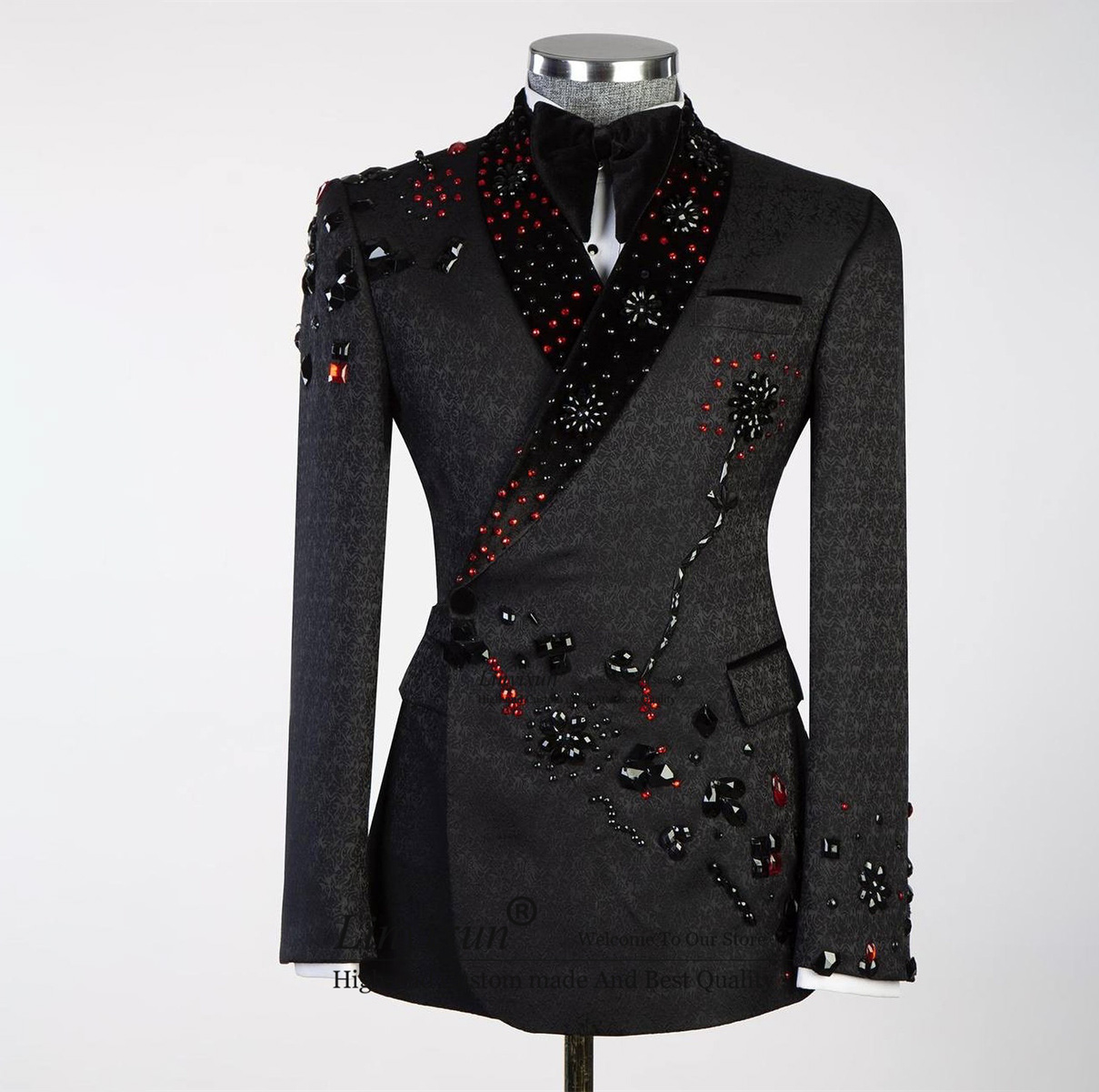 メンズビーズジャカードスーツ,パーソナライズされたタキシード - Mens Fashion Trajes のレビューと価格