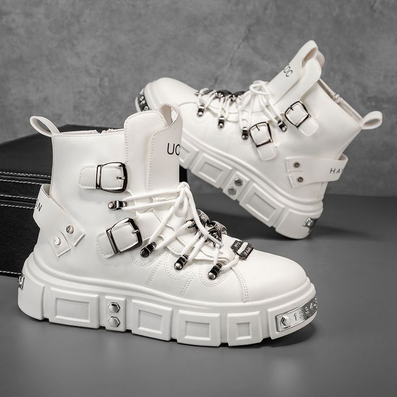 オリジナルブランドブーツ男性用パンクプラットフォームレッドト - Fashion Men'S Boots のレビューと価格