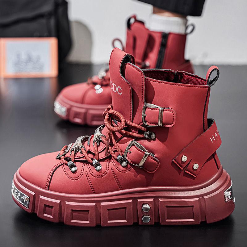 オリジナルブランドブーツ男性用パンクプラットフォームレッドト - Fashion Men'S Boots のレビューと価格