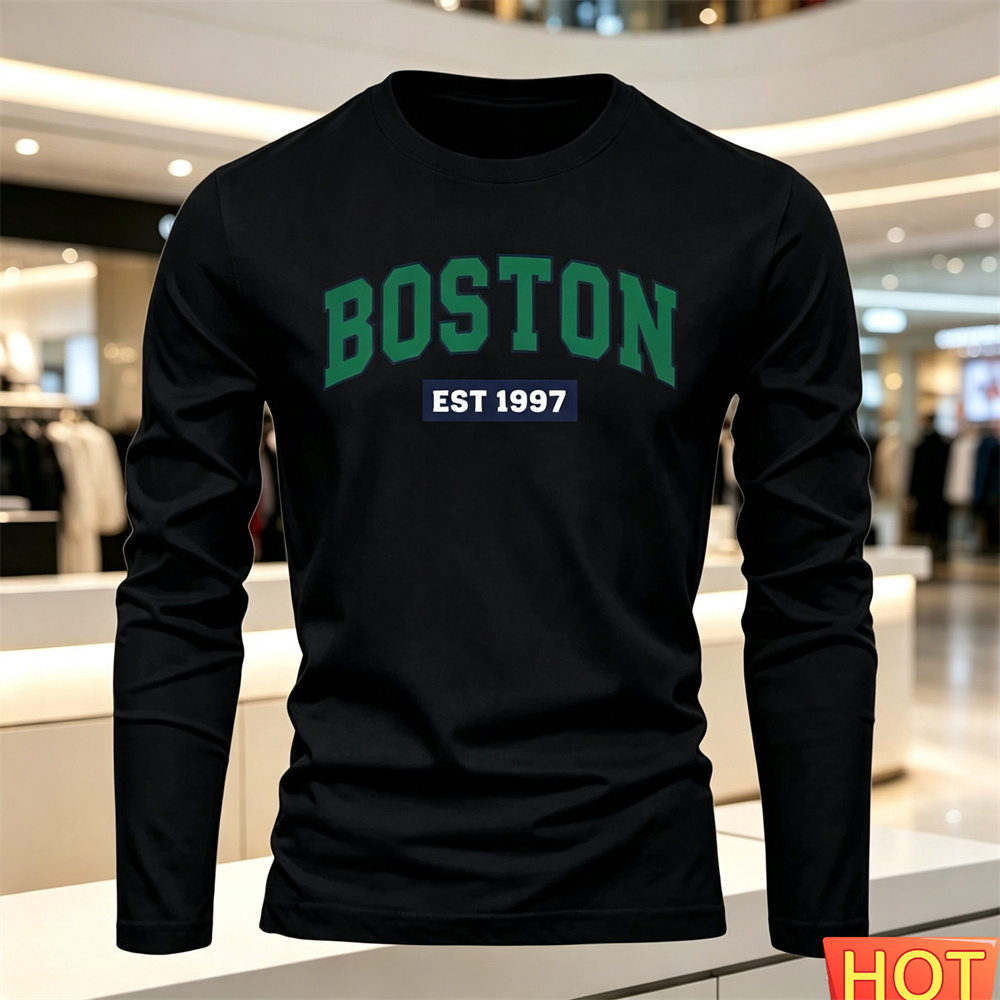 秋夏メンズ長袖 Tシャツレターパターンラウンドネック Tシャ - Mens Fashion Style のレビューと価格