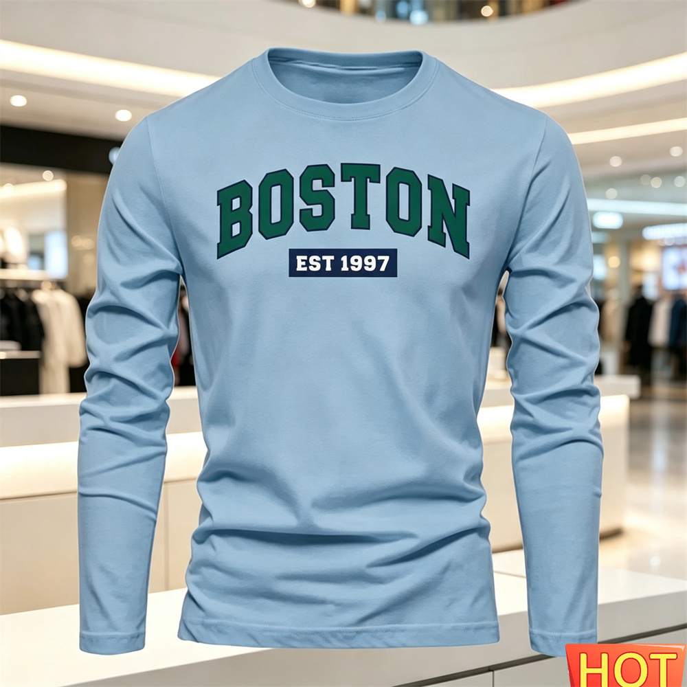 秋夏メンズ長袖 Tシャツレターパターンラウンドネック Tシャ - Mens Fashion Style のレビューと価格
