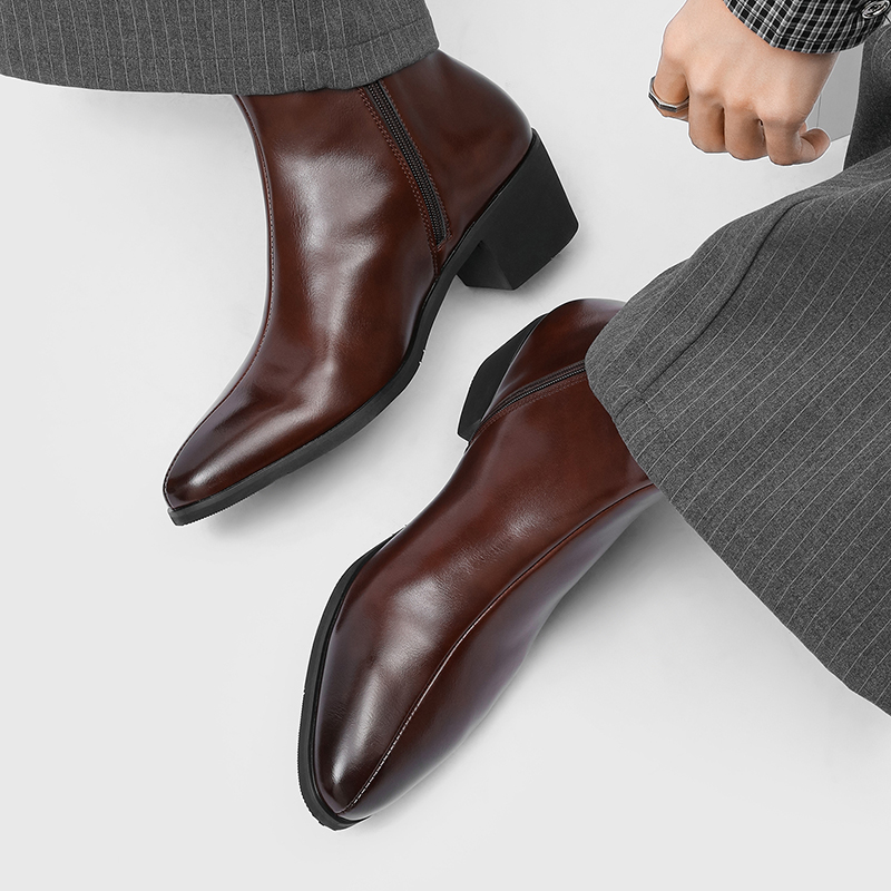 男性用シンプルでおしゃれなハイヒール、ポインテッドトゥ、サイ - Fashion Men'S Boots のレビューと価格