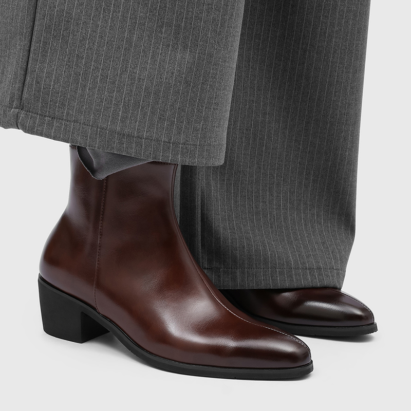 男性用シンプルでおしゃれなハイヒール、ポインテッドトゥ、サイ - Fashion Men'S Boots のレビューと価格