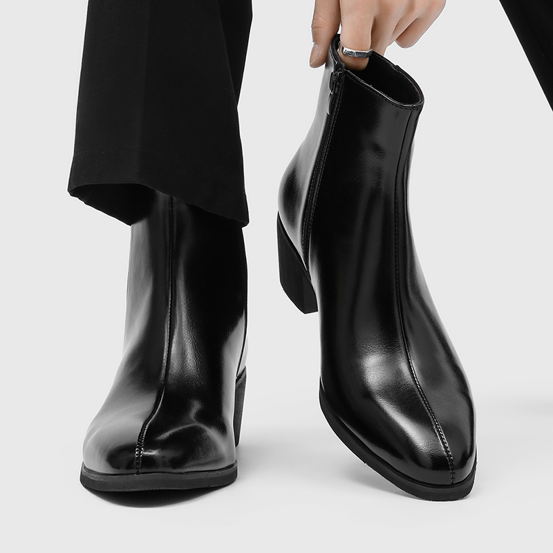 男性用シンプルでおしゃれなハイヒール、ポインテッドトゥ、サイ - Fashion Men'S Boots のレビューと価格