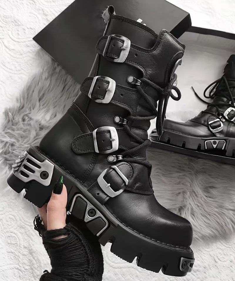 男性高級ファッションパンクゴシックハイバイクブーツオリジナル - Fashion Men'S Boots のレビューと価格