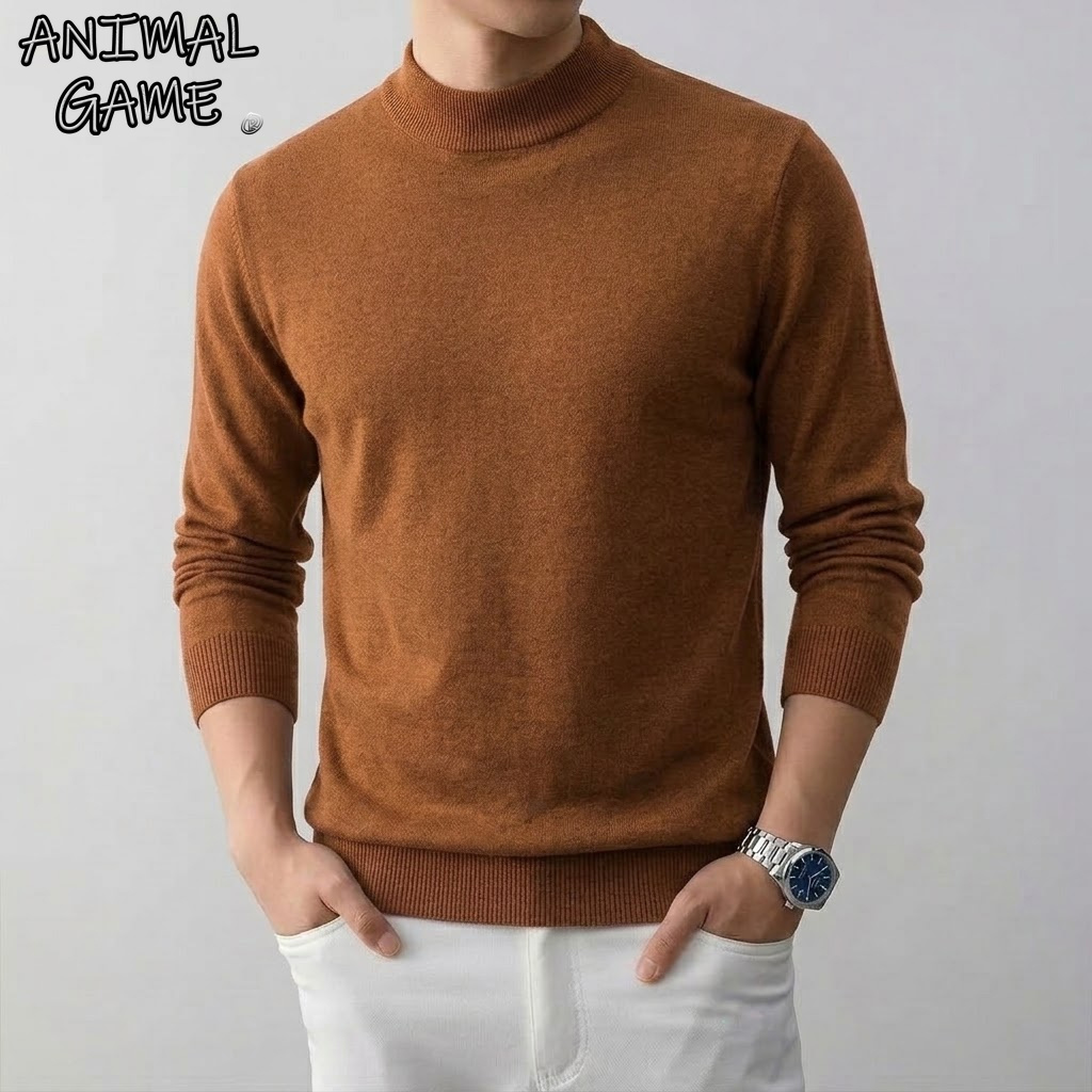 メンズ無地ハイストレッチモックタートルネックニットセータージ - Turtleneck Sweater Men のレビューと価格