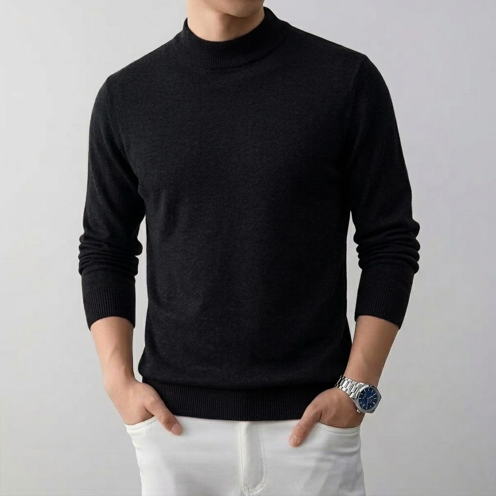 メンズ無地ハイストレッチモックタートルネックニットセータージ - Turtleneck Sweater Men のレビューと価格