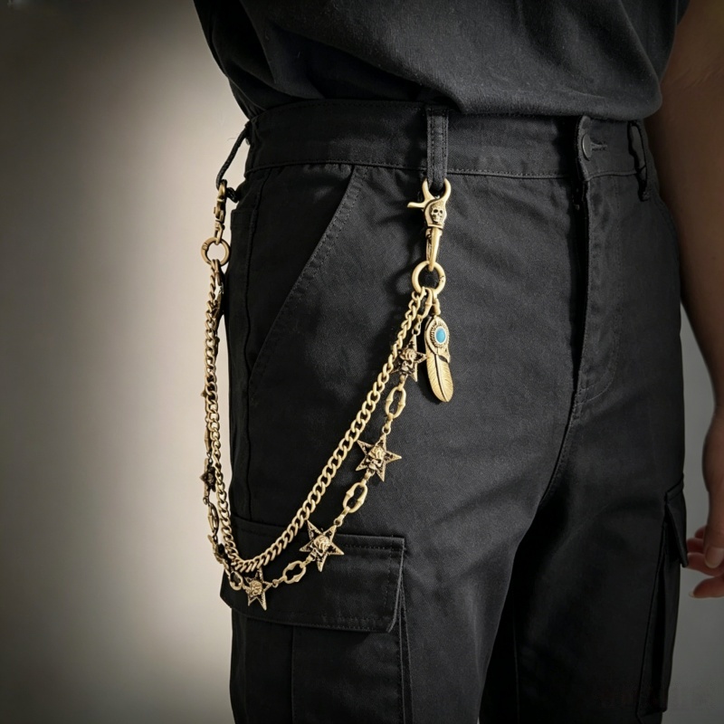 ヒップホップパンクロックメタルパンツウエストチェーン男性女性 - Men Fashion Key のレビューと価格