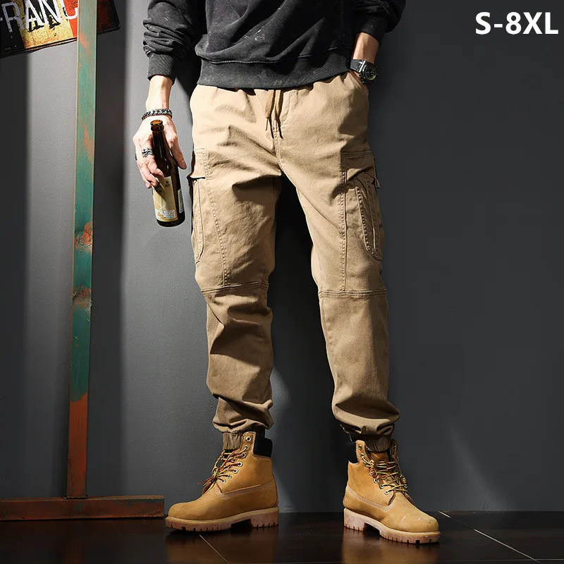 ルーズカーゴジョガー綿スウェットパンツ黒カーキプラスサイズ  - Cargo Jogger Pants のレビューと価格