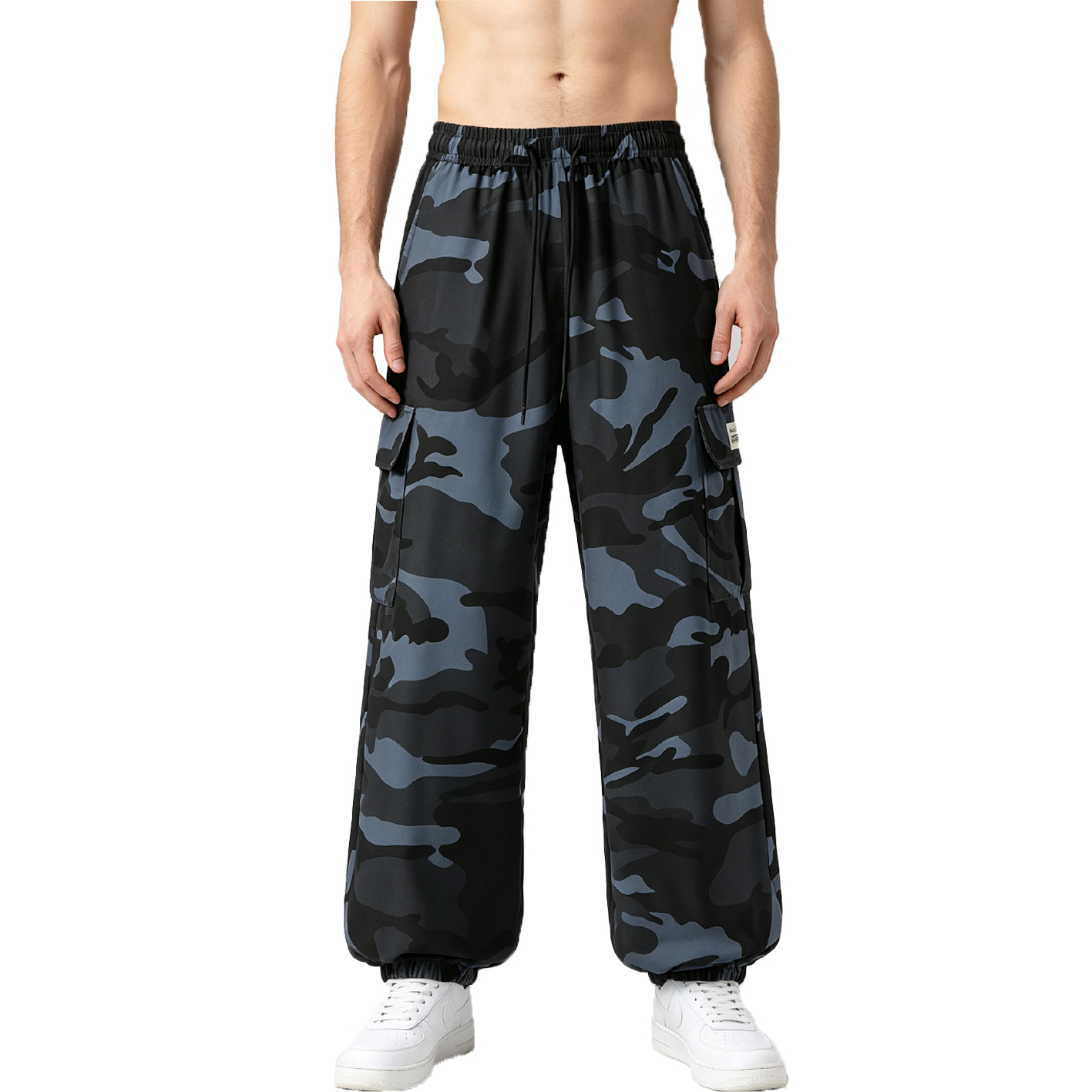 ジョガー迷彩カーゴパンツ メンズ ゴム紐ウエスト マルチポケ - Cargo Jogger Pants のレビューと価格
