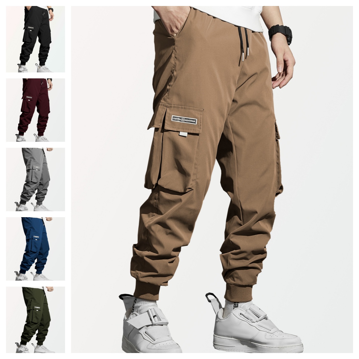 メンズ マルチポケット カーゴパンツ エラスティックドロース - Cargo Jogger Pants のレビューと価格