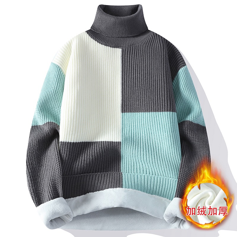 メンズタートルネックフリース,暖かくてルーズなニットセーター - Turtleneck Sweater Men のレビューと価格