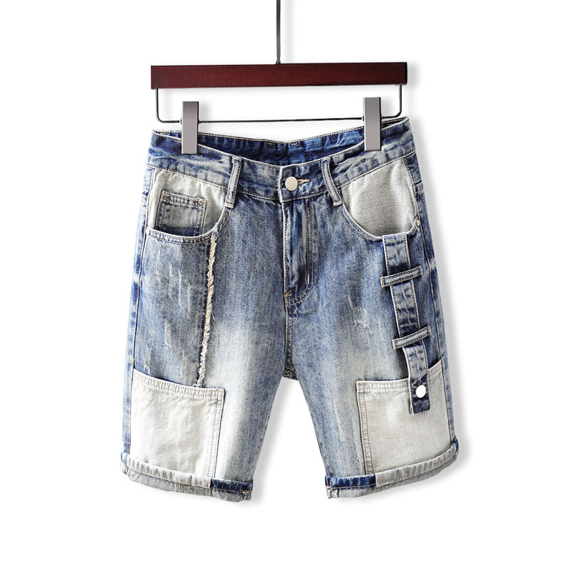 メンズショートジーンズパンツポケット付き洗濯ブルー男性デニム - Men Fashion Jeans のレビューと価格