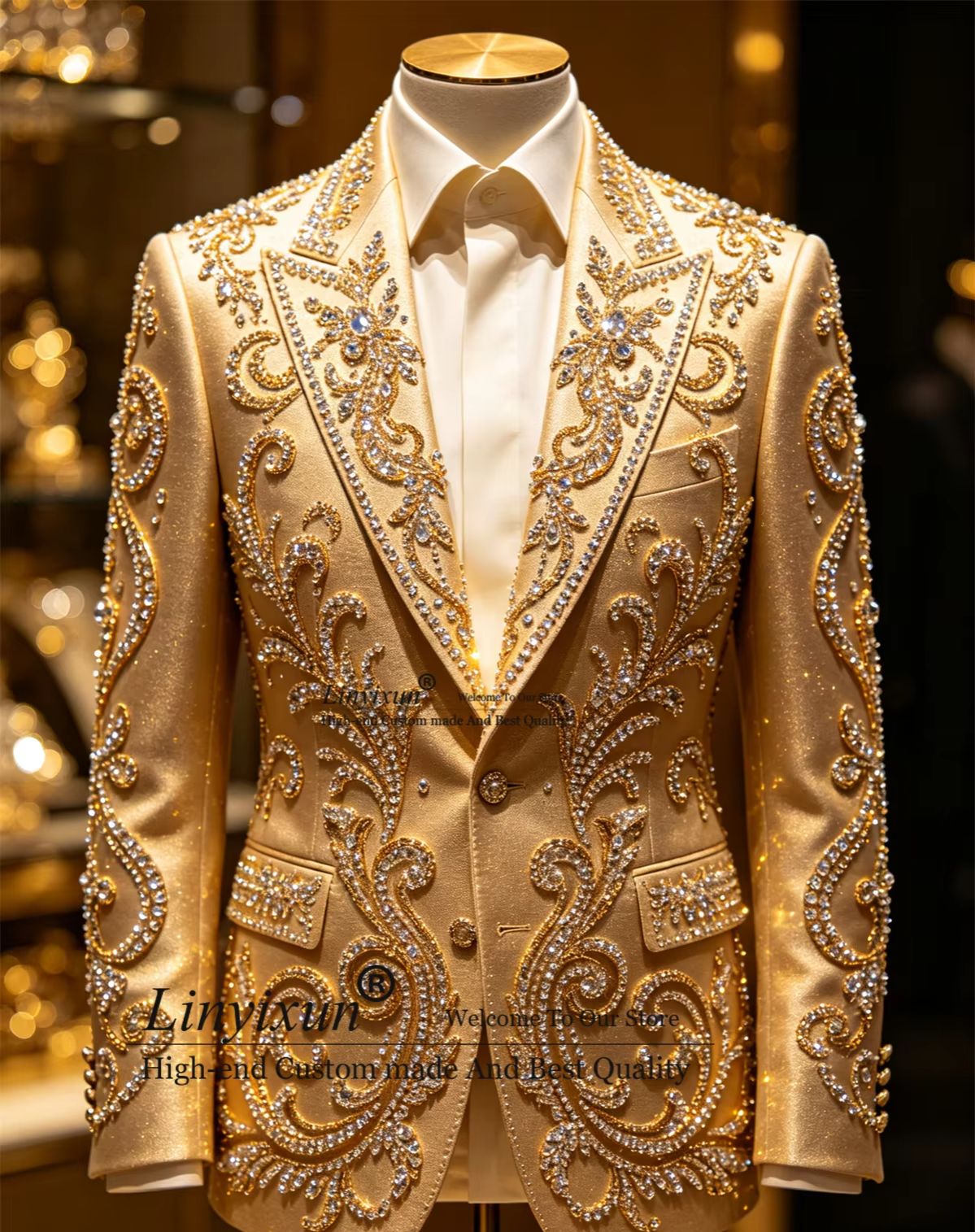 高級ストーンクリスタルメンズスーツファッション男性用ウェディ - Mens Fashion Trajes のレビューと価格