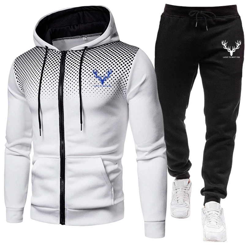 2026新作 メンズセット ジップアップパーカーと黒のスウェ - Mens Fashion Zip Up のレビューと価格