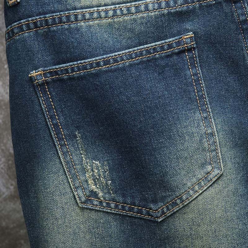 新しい欧米風ダメージ加工刺繍パッチ付き5インチ丈ジーンズメン - Men Fashion Jeans のレビューと価格