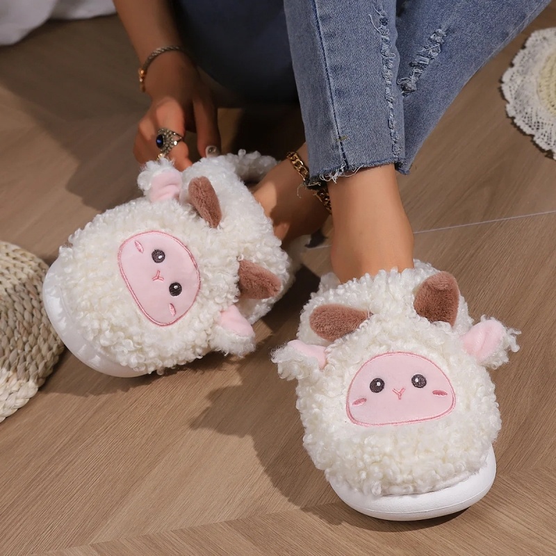 冬素敵な小さな羊のスリッパ女性男性用かわいい子羊ぬいぐるみホ - Men'S Fashion Shoes のレビューと価格