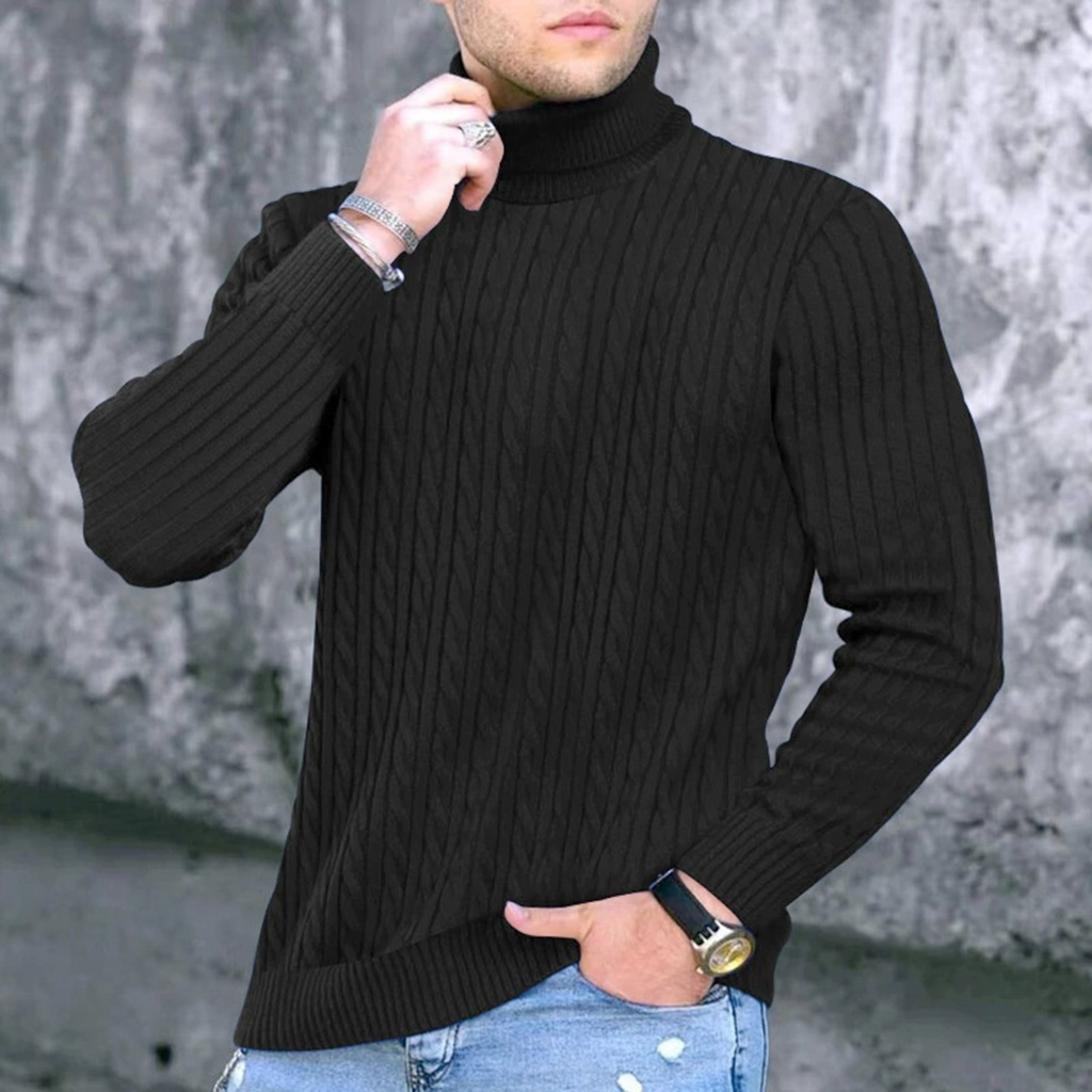 秋冬新メンズニットセーターハイネック暖かさファッション無地ス - Turtleneck Sweater Men のレビューと価格