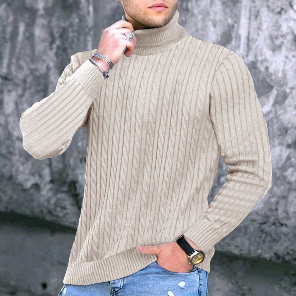 秋冬新メンズニットセーターハイネック暖かさファッション無地ス - Turtleneck Sweater Men のレビューと価格