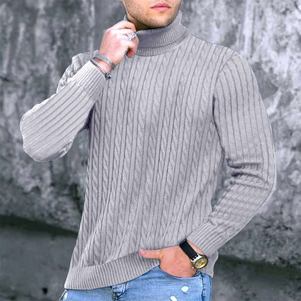 秋冬新メンズニットセーターハイネック暖かさファッション無地ス - Turtleneck Sweater Men のレビューと価格