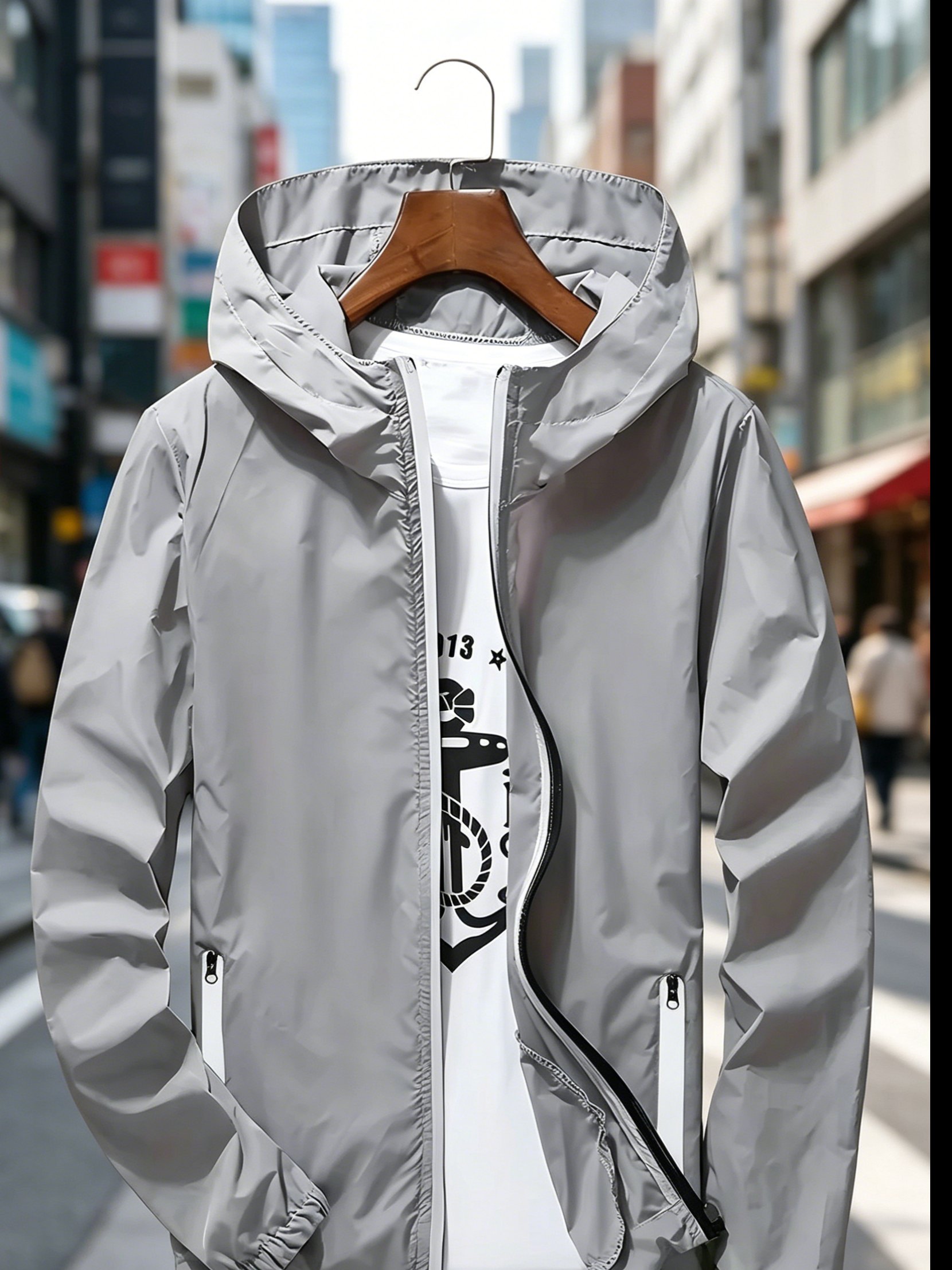 メンズプレミアム軽量フード付きウィンドブレーカー、速乾フルジ - Mens Fashion Zip Up のレビューと価格