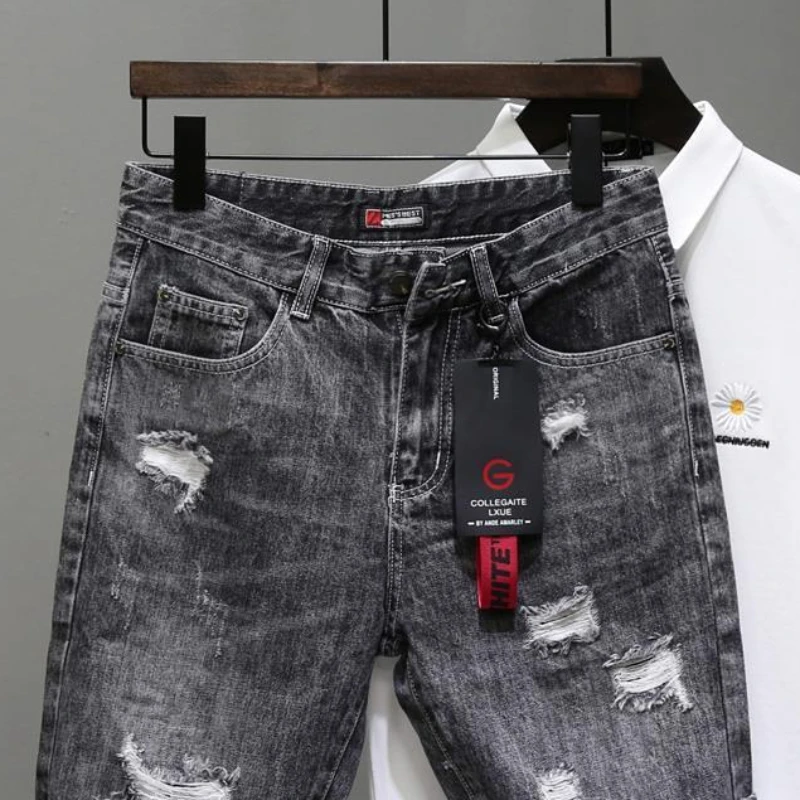 メンズデニムショーツ,黒とグレーのデニムパンツ,伸縮性,ジッ - Men Fashion Jeans のレビューと価格